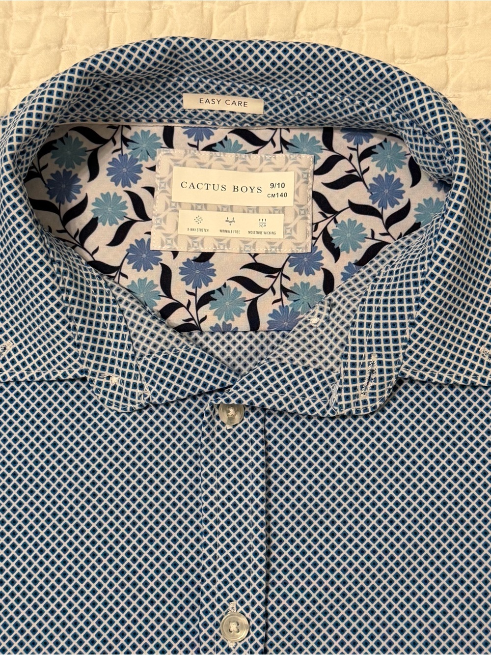 Cactus Boys Blue Geo Print Short Sleeve Shirt - Kids - Picture 2 of 3